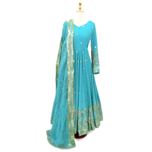 Conjunto de Traje para Mujer Night Star Senara Verde con Bordado en Georgette TD-120 - Product Image 3