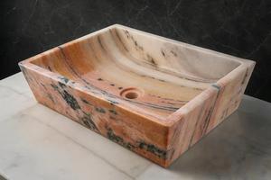 Lavabo de Mármol Natural de Lujo, Lavabo Rectangular de Piedra para Baño, Lavabo de Encimera, Lavabo de Mármol Hecho a Mano - Product Image 3