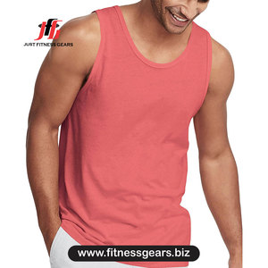 Men's Solid <b>Coral</b> O-Neck Casual Knitted Tank <b>Top</b> Breathable 100% Cotton - Product Image 1