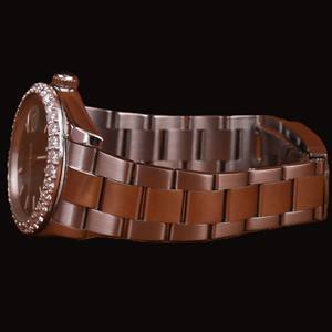 Reloj de Moda para Hombre y Mujer con Esfera Redonda de Color Verde Excepcional, Bisel con Incrustaciones de Diamantes Moissanite y Correa de Acero Inoxidable - Product Image 4