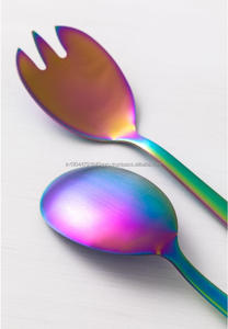 Premium Set of 2 Rainbow Stainless Steel <b>Salad</b> Serving Spoon and Fork Premium Kitchen Metal <b>Salad</b> <b>Tools</b> - Product Image 4