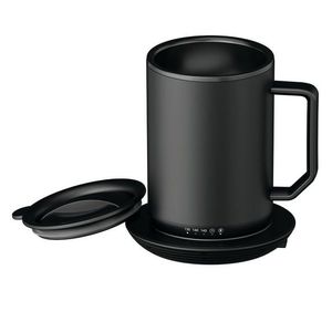 IonMug 12oz. Taza de café autocalentable de acero inoxidable con tapa, 3.5 x 3.5 x 5 pulgadas, base de carga para calentadores de jarras y tazas - Product Image 1