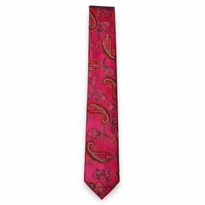 Hot Pink Paisley Silk Tie for Men | Elegant Woven | Necktie Formal Business | <b>Wedding</b> Party Gift Stylish | Premium <b>Accessory</b> - Product Image 1