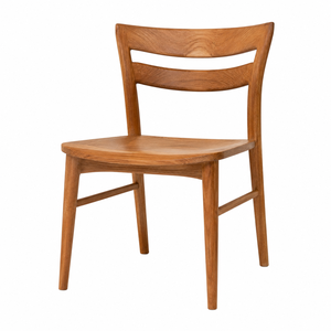 Chaise de salle à manger scandinave en teck avec dossier en forme de pont, écologique, imperméable, durable, stable, design moderne, forme rectangulaire - Product Image 1
