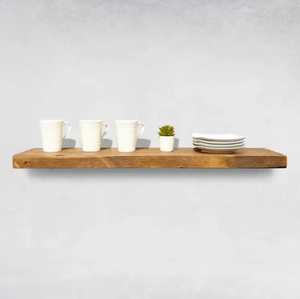 Extra Wide Rustic Wood Floating <b>Wall</b> <b>Shelf</b> Large Timber <b>Storage</b> Rack for Kitchen Plates Cups <b>Wall</b> Mounted Display Organizer - Product Image 1