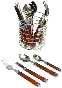 Ensemble de couverts en acier inoxydable de 4 pièces avec manches en bois et finition polie miroir, parfait pour les événements de mariage et la vaisselle de table - Product Image 3