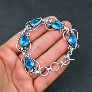 925 Sterling <b>Silver</b> Bohemian Royal Elegance Women's Handmade <b>Adjustable</b> Teardrop Cut Amethyst Gemstone Christian Gift Party - Product Image 1