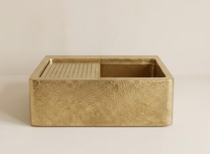 Premium Brass <b>Kitchen</b> <b>Sink</b> Modern Design Durable Hammered Metal Texture Customizable for Everyday Heavy Use - Product Image 6