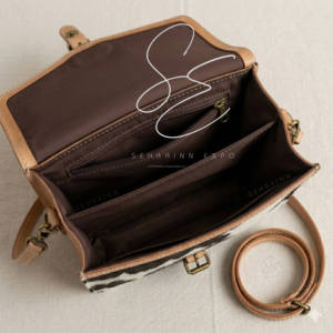 Sac bandoulière vintage en cuir véritable, motif floral, en cuir de vachette, sac à main western en cuir de vache à poils pour femme - Product Image 6