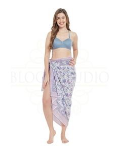 Pareo de algodón con estampado artesanal Sea Swirl Aqua Green para mujer, ligero, para cubrir el bikini, ideal para la playa y resorts de verano. - Product Image 4