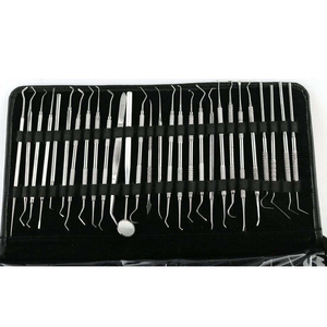 Ensemble d'instruments chirurgicaux dentaires en acier inoxydable, kit manuel certifié CE, poignée moletée, classe I, usage professionnel - Product Image 1