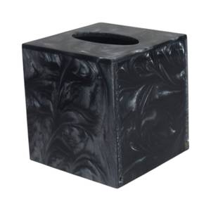 Caja de pañuelos de resina negra de lujo, cubierta decorativa cuadrada para pañuelos, diseño moderno de remolino de mármol, para uso en el hogar, baño, oficina, mesa. - Product Image 4