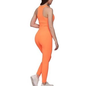 Yoga Set Women Gym Wear Matching Fitness Outfit Workout Apparel OEM ODM Manufacturer Yoga Set Seamless <b>Crop</b> <b>Top</b> Leggings - Product Image 4
