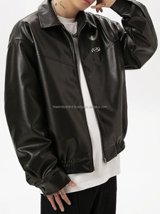 OEM Service Custom Made Logo Hombres Chaqueta de cuero genuino Uso de invierno Cremallera Hombres Chaqueta de cuero de moda para hombres - Product Image 2