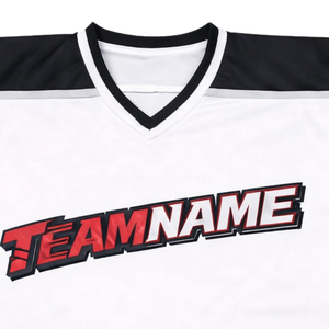 Jersey de Hockey sobre Hielo Sublimado Personalizado en Blanco y Negro, Uniforme de Hockey Profesional, Camiseta Deportiva Transpirable para Hombre, Rendimiento de Élite - Product Image 5