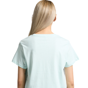 <b>Womens</b> O Neck Short Sleeve T Shirt Regular Fit Small Chest Print Clean <b>Back</b> Casual Wholesale Custom OEM Cotton Jersey Tee Shirts - Product Image 4