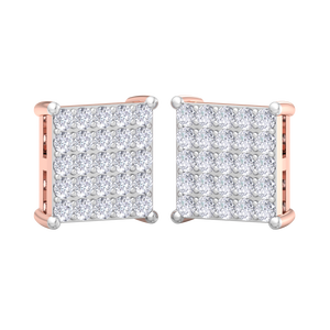 Custom Hip Hop Pave Setting Round Cut Diamond Square Cluster <b>Stud</b> Earrings Fine Jewelry Manufacturer Wholesale Gift - Product Image 3