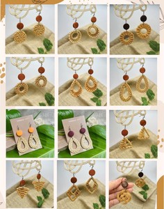 Boucles d'oreilles en rotin tressé écologiques et légères, best-seller, de haute qualité, luxueuses, durables, forme goutte d'eau, bijoux tendance - Product Image 6