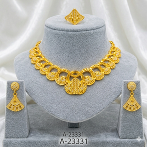 MOLL JEWELLERS Trendy 24K Gold Plated Zinc Alloy Floral Necklace Earring Ring <b>Bracelet</b> <b>Set</b> Zircon Women's Engagement Wedding - Product Image 6