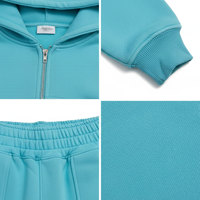 Ensemble de survêtement unisexe avec sweat à capuche court zippé et pantalon de jogging large, tenue décontractée 2 pièces, streetwear, ensemble en coton avec logo personnalisé