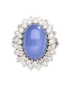 Vintage Women's Cocktail <b>Ring</b> with Natural Sapphire Pave Setting Diamonds 925 <b>Silver</b> Plated September Birthstone Gift - Product Image 4