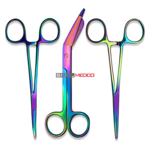 3pcs Titanium Rainbow Hemostats & Scissors Surgical Set Durable Stainless Steel Construction Cutting <b>Clamping</b> Easy - Product Image 1