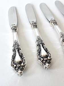Stainless Steel BUtter <b>Knives</b> <b>Set</b> of 4 Ornate Handles Straight Edge Kitchen Cutlery - Product Image 5
