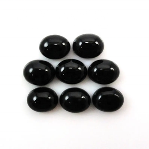 Calidad excepcional hecha a mano 8x10mm Natural negro ónix Oval cabujón piedras preciosas curativas sueltas a precio al por mayor - Product Image 2