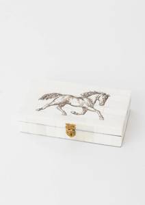 Handcrafted Bone Inlay Decorative Jewelry <b>Storage</b> Box with Running Horse Artwork Rectangular Keepsake Organizer Gift Box - Product Image 6