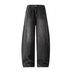 Jeans Retro de Pierna Ancha y Corte Curvo para Hombre, Estilo Y2K, Hip Hop, Baggy, Denim, Streetwear, Casual - Product Image 1