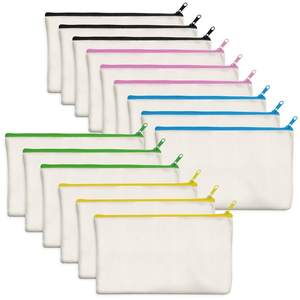 Pochettes zippées en toile de coton écologiques personnalisées en gros, sacs de maquillage et cosmétiques unis avec impression de logo - Product Image 6