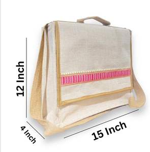 Sac messager en jute réutilisable et écologique avec un design élégant, sac bandoulière pour les voyages et le shopping - Product Image 1