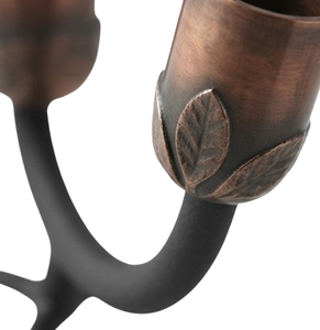 Décoration d'intérieur, chandelier en fer noir à deux bras avec support de bougie en feuille de tulipe en cuivre - Product Image 4