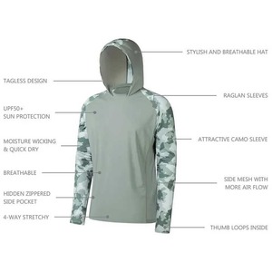 Camisetas con Capucha para Pescadores Activos - UPF 50+, Impermeables, Transpirables, Antibacterianas, de Secado Rápido, Ropa Unisex para Adultos - Product Image 3