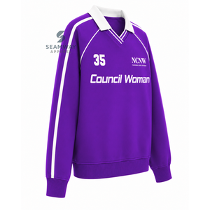 Sudadera de Rugby Universitaria para Mujer NCNW Sorority, Cuello Polo, Manga Larga, Bordada, Informal, Estilo Universitario - Product Image 2
