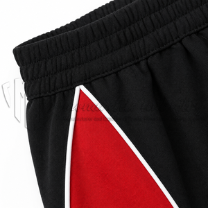 Pantalon de jogging pour homme noir et rouge, coupe large, avec empiècements latéraux contrastants, taille à cordon, style sportswear personnalisé, vente en gros - Product Image 6