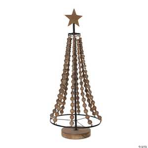 Wooden Bead <b>Christmas</b> <b>Tree</b> Decor with Star Top Modern Centerpiece for Holiday <b>Table</b> Decor - Product Image 1