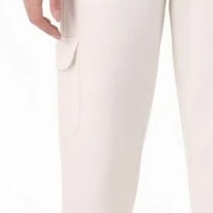 <b>Women's</b> <b>White</b> Elastic Waist <b>Jogger</b> Pants Relaxed Fit Casual Sweatpants with Cuffed Ankles for Everyday Lounge and Comfortable - Product Image 3