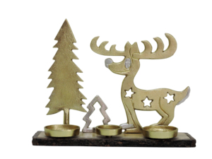 Elegant Handmade <b>Christmas</b> <b>Candle</b> Stand Aluminium Stars <b>Tree</b> Reindeer Round Shape Digital Printing Festive Holiday Tabletop - Product Image 3