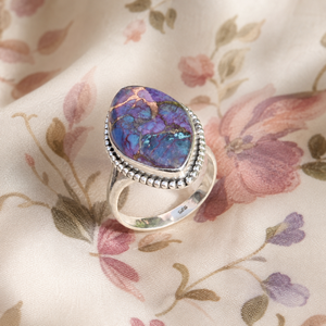 Multi Purple Copper <b>Turquoise</b> <b>Ring</b> Pure 925 Sterling Silver Rose Gold & Yellow Gold Plated Statement Boho Gemstone <b>Ring</b> Unisex - Product Image 6