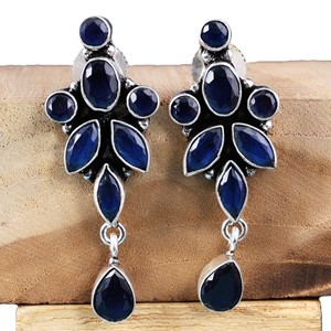 Wholesale Oxidized <b>Silver</b> Multi <b>Earrings</b> for Women | Handmade Boho <b>Dangle</b> <b>Earrings</b> | Ethnic Gemstone Jewelry Bulk - Product Image 1