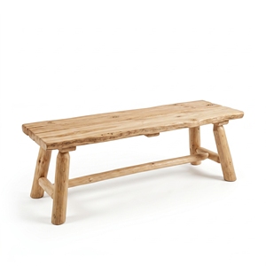 Banco de Madera de Teca, Taburete Largo para Jardín, Asiento Rústico para Comedor, Pedestal de Tronco Natural, Muebles de Silla Balinesa Hechos a Mano de Primera Calidad - Product Image 1