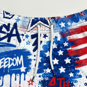 Kid's Solid American Flags Boys Shorts Canvas Knit Mesh Quick Dry Breathable Eco-Friendly Drawstring Closure Lightweight - Product Image 3
