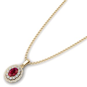 REYES New Arrival Oval Cut 0.75Ct Ruby Gemstone Pendant Necklace in 925 Sterling <b>Silver</b> GRA Certified Moissanite Jewelry - Product Image 4