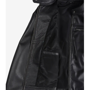 Veste en cuir de vachette noir sur mesure très demandée pour hommes, modèle OEM 2026, 100 % haute qualité, faible MOQ, vestes chauffantes tendance pour l'hiver - Product Image 3