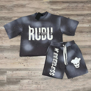 Ensemble T-shirt et short décontracté pour homme Fasmic International, style streetwear, col rond, coton tissé respirant, hiver, 2 pièces - Product Image 5