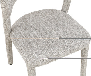 Silla de Comedor de Lujo Totalmente Tapizada en Tela, Estructura Metálica, Tela Compo Color Avena, Respaldo Envolvente, Semi KD para Apartamento - Product Image 4
