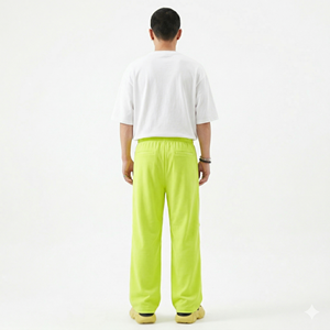 Lightweight Ribbed Polyester Track Pants Men Elastic Waist Loose Fit Breathable Streetwear <b>Trousers</b> Custom Manufacturing - Product Image 2