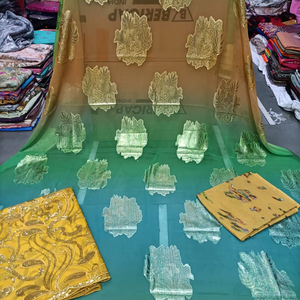 Venta caliente Faransawi vestido de novia de alta calidad Multicolor impreso piedras de cristal tejido transpirable Dirac tela de seda Somalí - Product Image 1