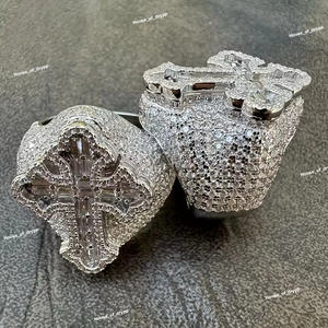 <b>Cross</b> Design Moissanite Diamond Iced Out <b>Cross</b> Ring Statement Design Fancy In 925 <b>Sterling</b> <b>Silver</b> Jewelry - Product Image 4
